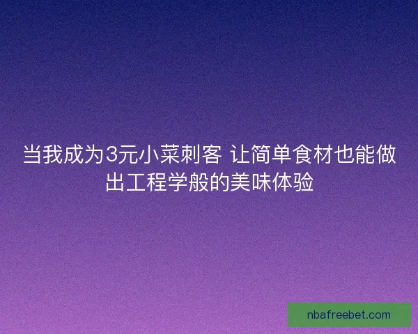 当我成为3元小菜刺客 让简单食材也能做出工程学般的美味体验