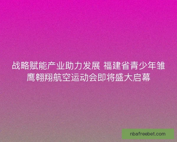 战略赋能产业助力发展 福建省青少年雏鹰翱翔航空运动会即将盛大启幕